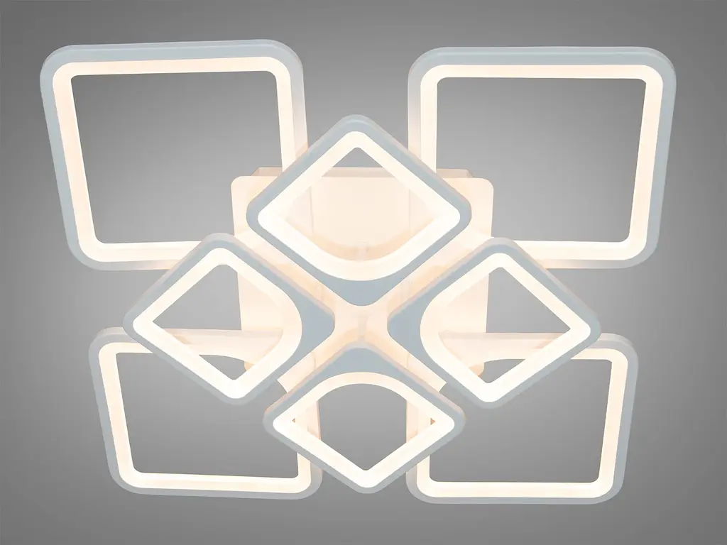 Стельова LED-люстра Diasha H8060/4+4WH 135W, 60x60x14 см, 3 кольори світла, біла - фото 4
