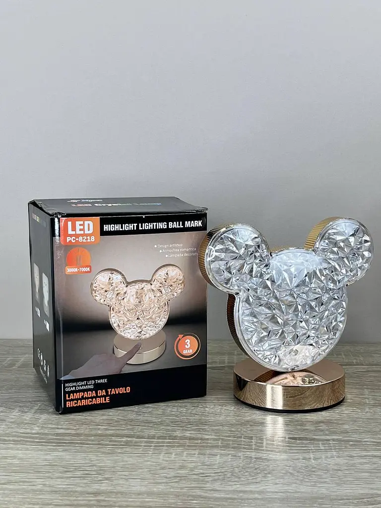 Декоративна LED-лампа Mickey PC-8218 акумуляторна настільна з кришталевим ефектом і сенсорним керуванням 3 режимами світіння - фото 7