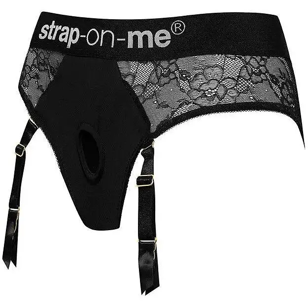 Мереживні труси для страпона з підв'язками для панчіх Strap-On-Me Diva Harness XL - фото 2