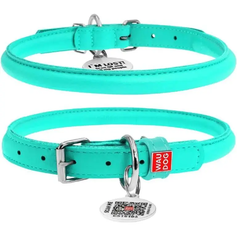 Нашийник для собак Waudog Glamour шкіряний з QR паспортом, круглий, L, Д 13 мм, Дов 45-53 см - фото 1