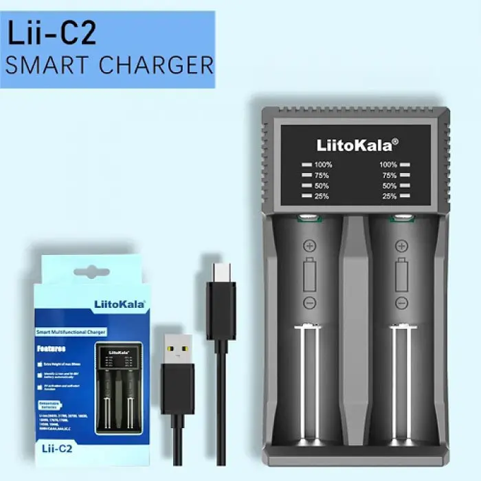 Зарядное устройство для аккумуляторов LiitoKala Lii-C2 для Li-Ion Ni-Mh/Ni-Cd АКБ LED 2 канала - фото 2