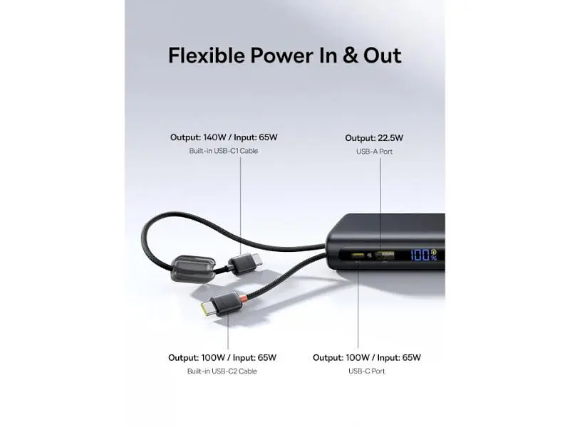 Зовнішній акумулятор (Power Bank) BASEUS Enerfill FC41 145W 25000mAh Black (E0028H, E0028H01) - фото 9
