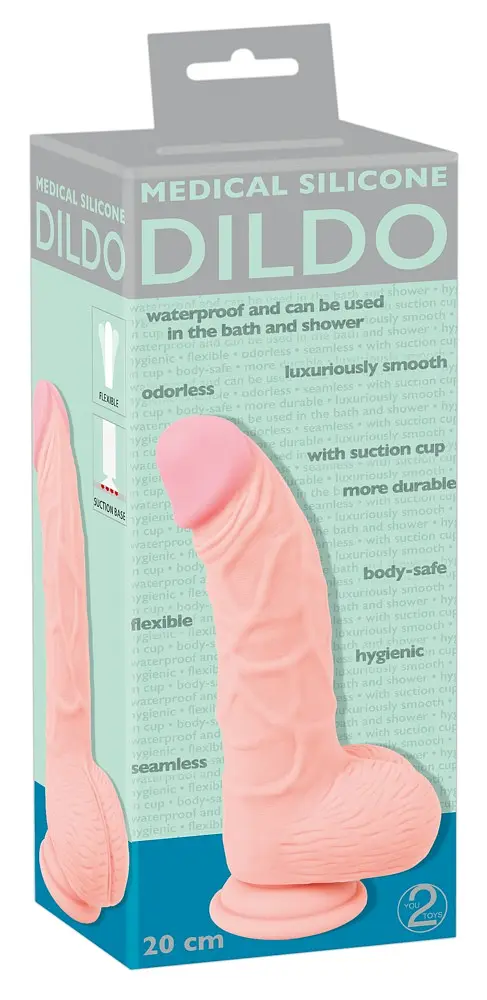 Реалістичний фалоімітатор Medical Silicone Dildo з мошонкою 20 см тілесний - фото 8