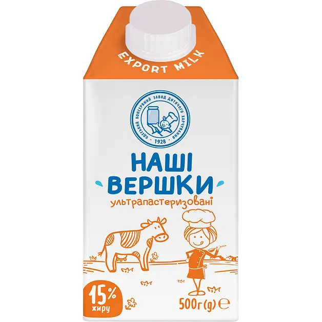 Упаковка сливок ОКЗДХ Наші вершки 15% жира 6 кг (500 г x 12 шт.) - фото 2