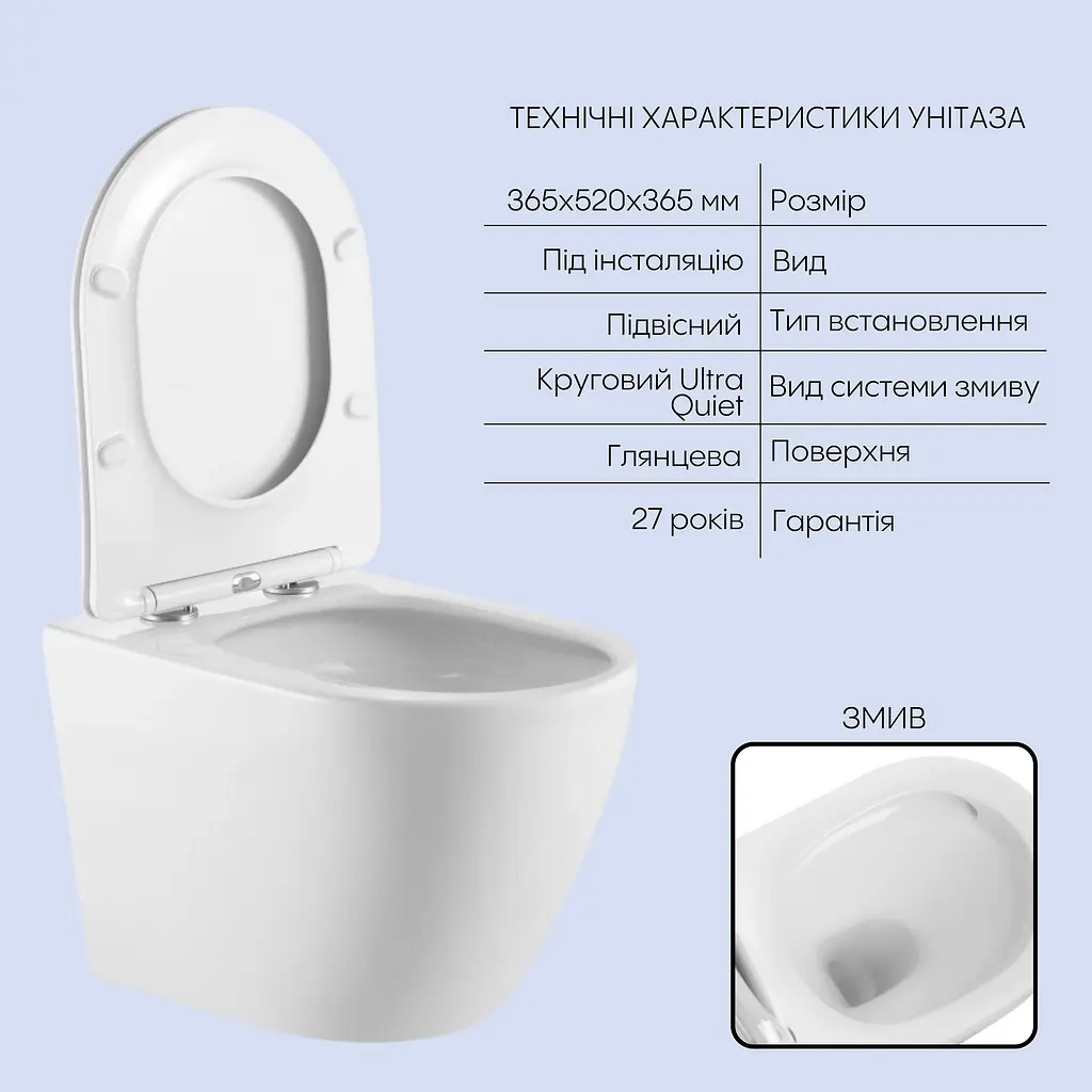 Подвесной унитаз Qtap Robin + инсталляция Qtap Nest 4 в 1 (линейная клавиша White), Белый - фото 3