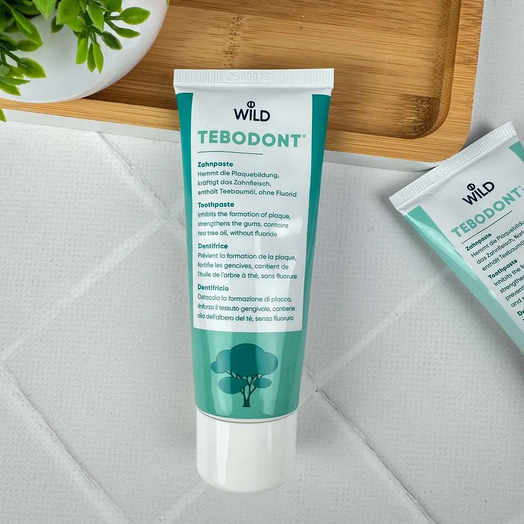 Зубна паста Dr. Wild Tebodont для ясен та профілактики нальоту з олією чайного дерева без фториду 75 мл - фото 3