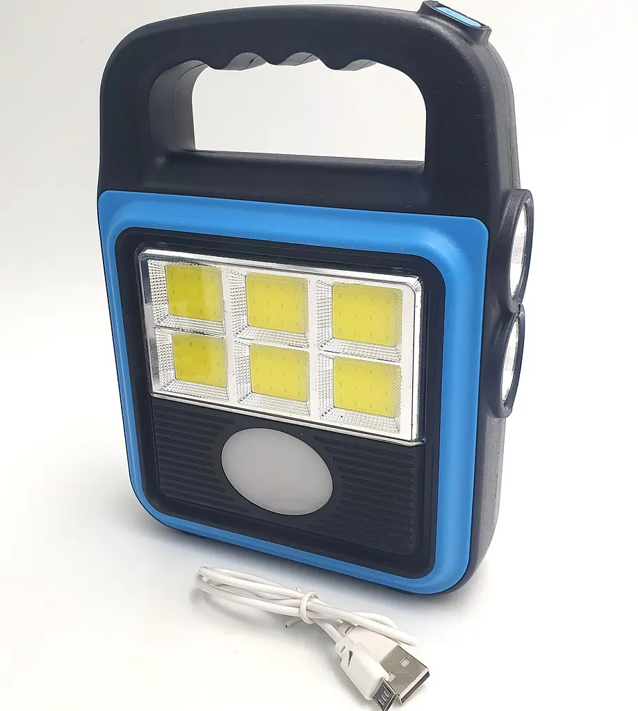 Акумуляторний LED ліхтар прожектор із сонячною панеллю та бокова COB лампа USB вихід HiShin HS-8020D