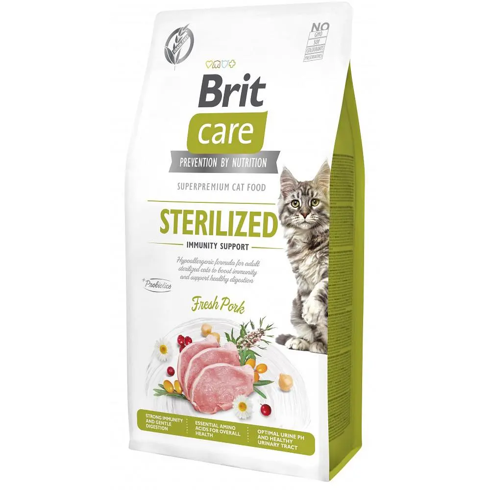 Сухий корм Brit Care Cat by Nutrition Sterilized Immunity Support для стерилізованих кішок, зі свининою 7 кг (арт.172546)