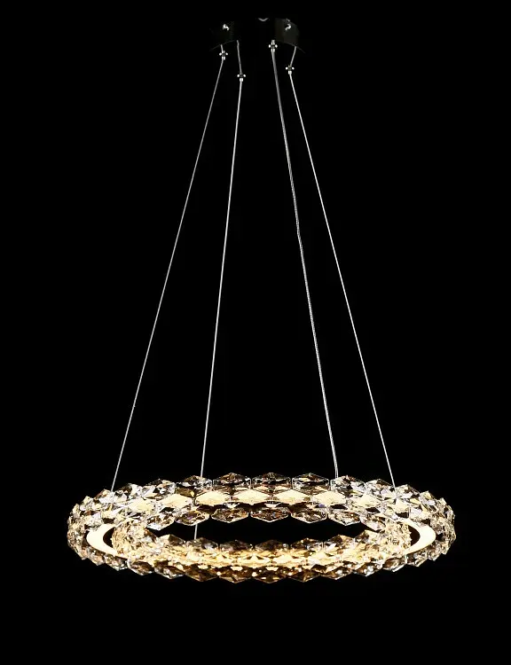Підвісна хромована світлодіодна люстра Splendid Ray L33152/500/1 LED (CR) з кришталевим кільцем 50 см - фото 4