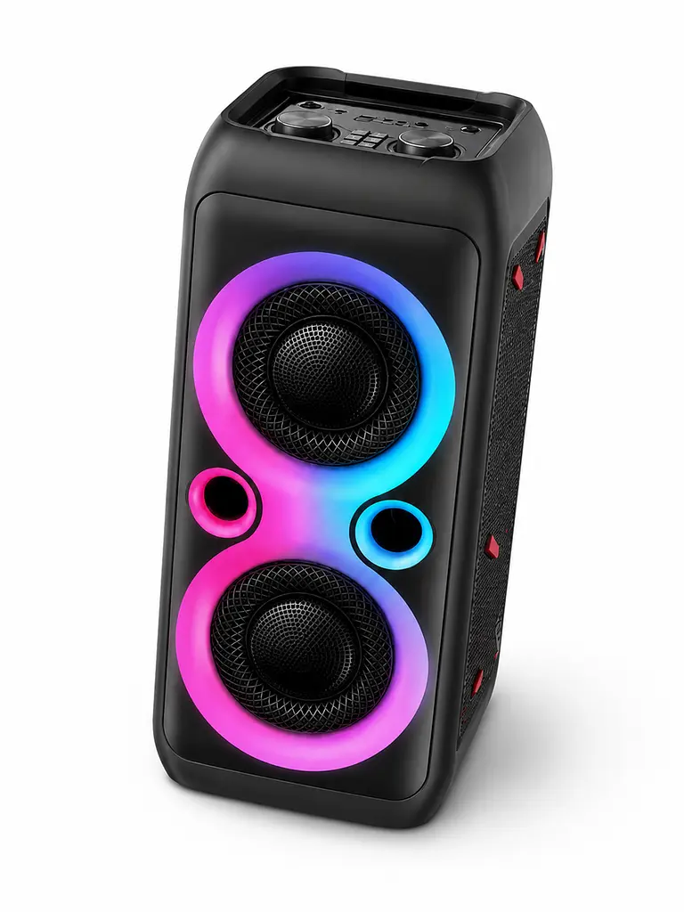 Bluetooth колонка з мікрофоном 2 динаміки 8.5" LED-підсвітка чорна (49675979)