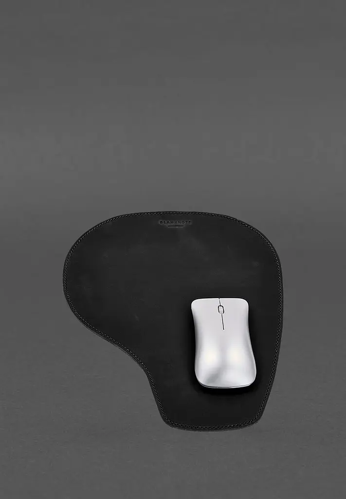 Коврик для мышки "Грушка" из натуральной кожи черный Crazy Horse - фото 4