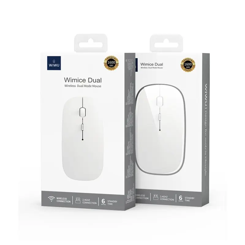 Беспроводная мышь WIWU Crystal WM101 Pro Pearl 2.4G+bluetooth dual-mode White - фото 6