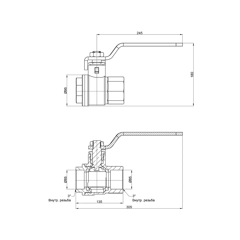 Кран кульовий SD Plus 3" ВР для води (важіль) SD600W76 - фото 2