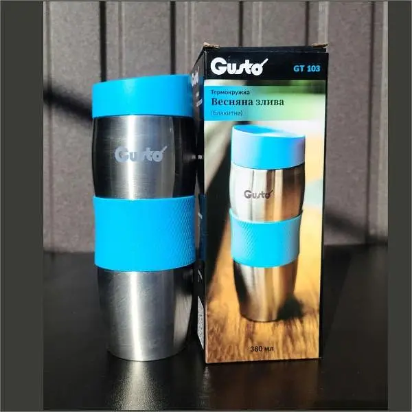 Термокухоль Gusto Весняна злива GT-103-Blue блакитний 380 мл   - фото 4