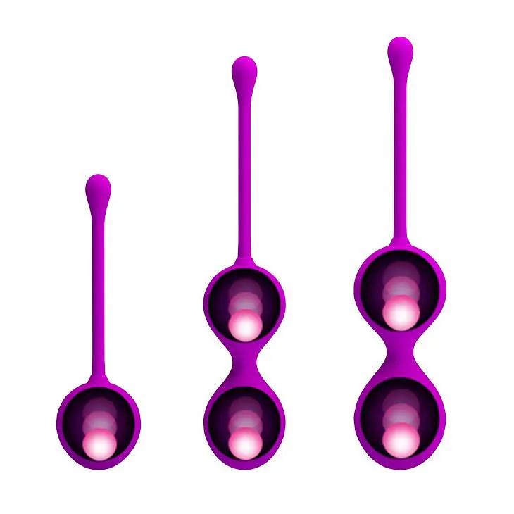 Набір вагінальних кульок Pretty Love Kegel Balls, 3 шт., фіолетовий - фото 2