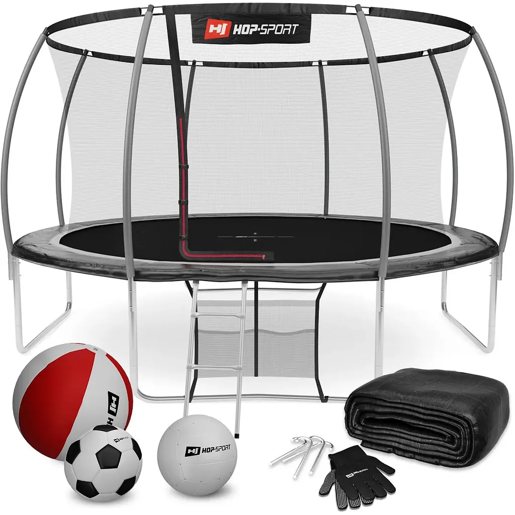 Батут Hop-Sport Premium 14ft (427см) чорно-сірий з внутрішньою сіткою - фото 4