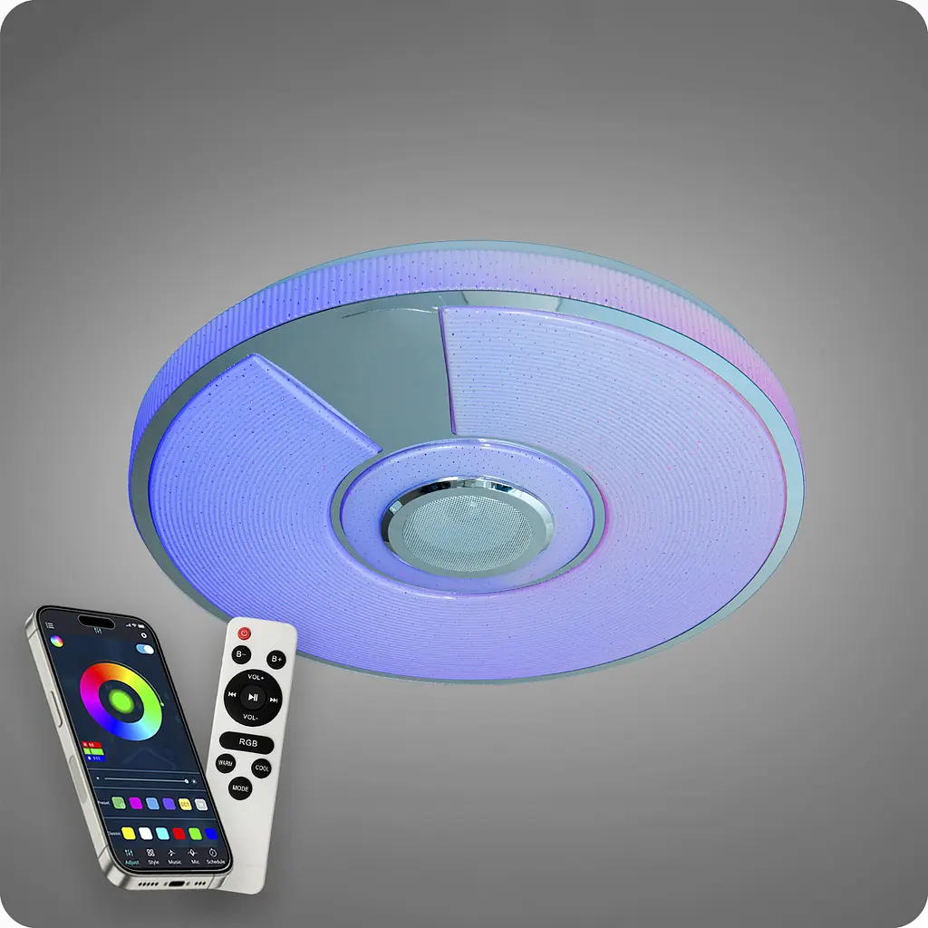 Люстра світлодіодна 517 Dlight RGB з пультом і колонкою 80Вт Білий (02159) - фото 4