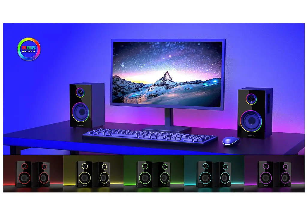 Компьютерные колонки 2.0 REAL-EL RS410 12Вт RGB Bluetooth Black - фото 9