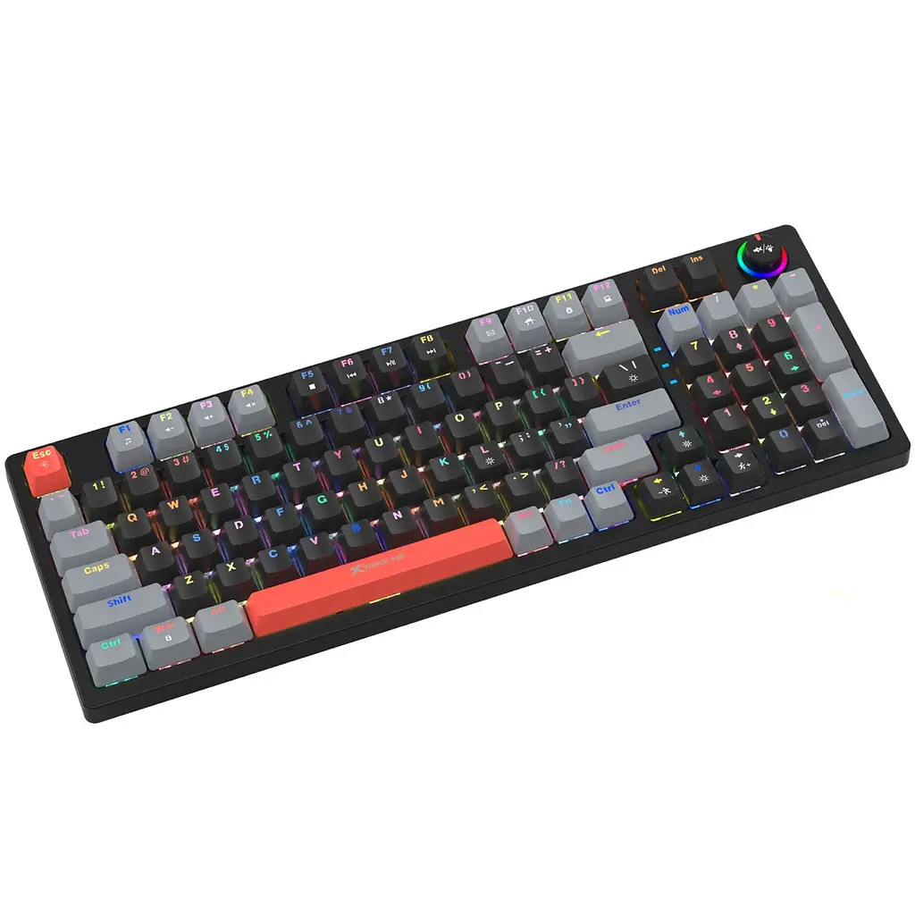 Клавіатура ігрова механічна XTRIKE ME GK-987 UA 96кл.+регулятор, RGB, USB, чорно-сіра - фото 2