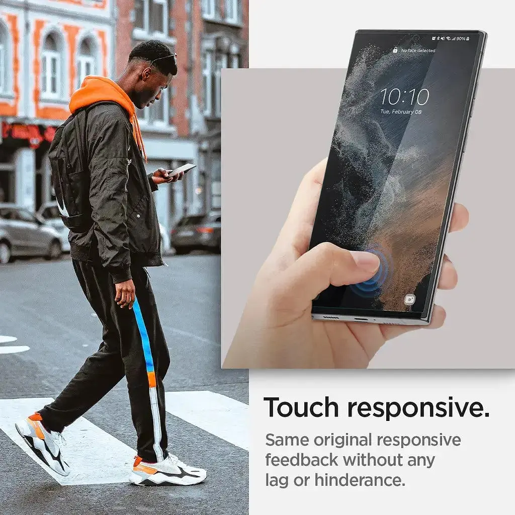 Пленка защитная Spigen Screen Protector FlexiD Solid для Samsung Galaxy S22 Ultra S908 AFL04143 (1шт. в комплекте) - фото 9