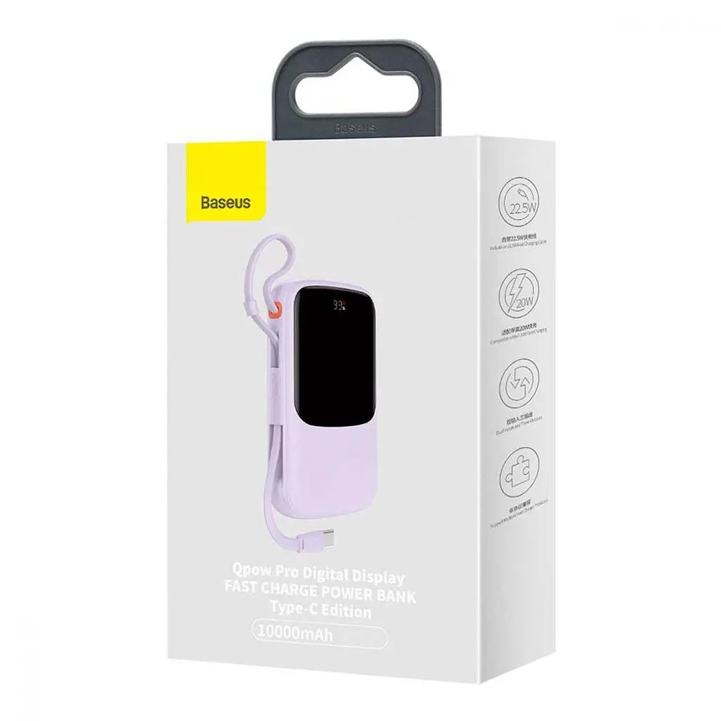Портативная батарея Baseus Qpow 10000 mAh 15 W Type-C PPQD050005 фиолетовая - фото 3