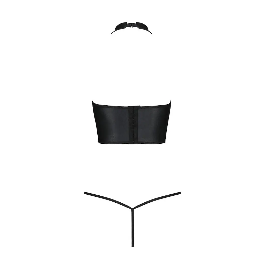 Комплект із еко-шкіри Passion GENEVIA SET WITH OPEN BRA, S/M - фото 4
