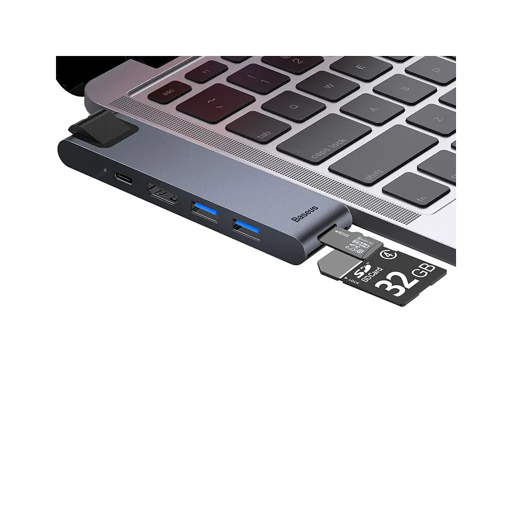 Концентратор Baseus USB-C Thunderbolt 7-in-1 2xUSB 3.0 + 1xUSB-C PD + HDMI 4K60Hz + SD/TF + 1xRJ45 1000Mbps gray (CAHUB-L0G) - фото 7