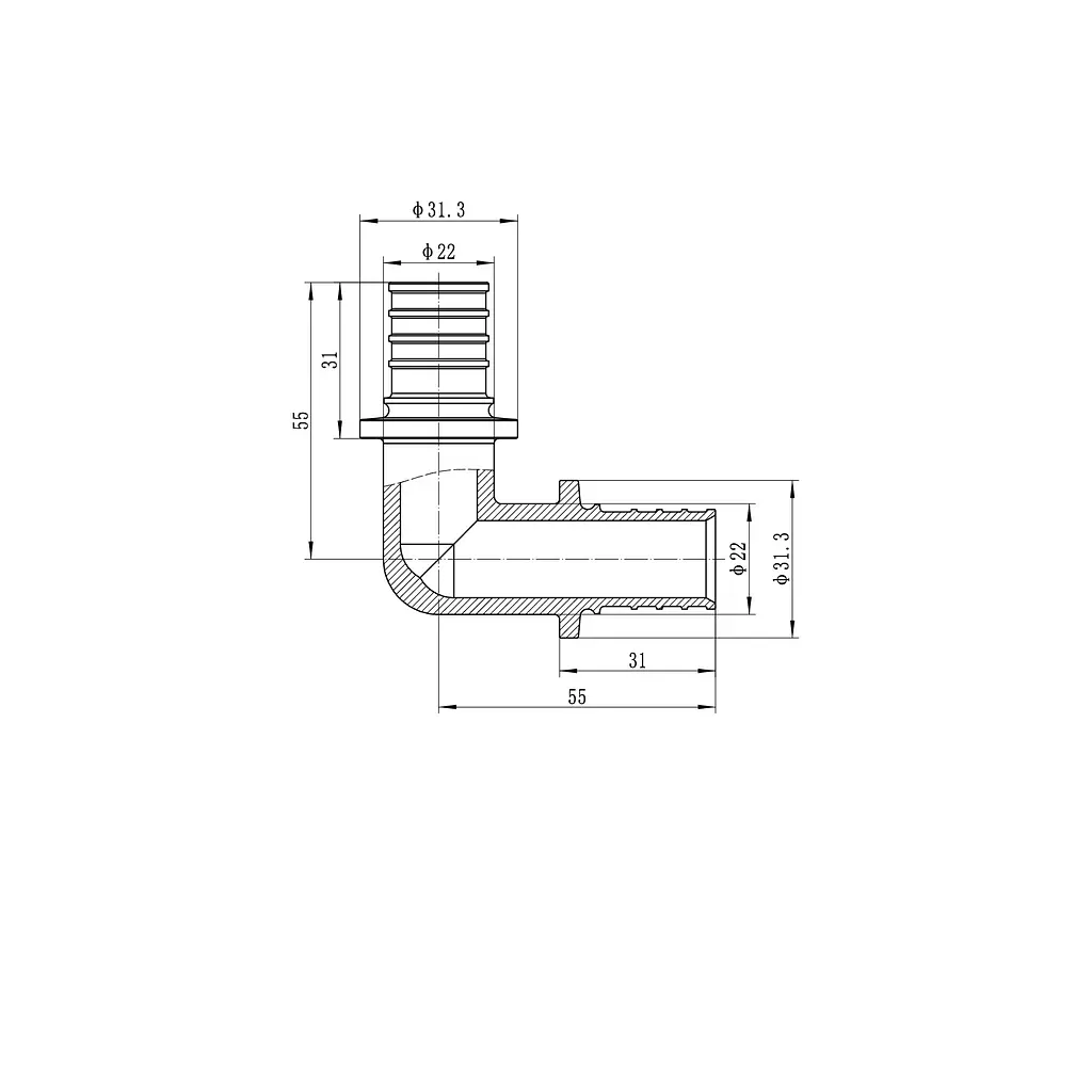 Кутник рівнопрохідний Koer 90 Ka.L25 - 25(3.5mm) x 25(3.5mm) KR4873 - фото 3