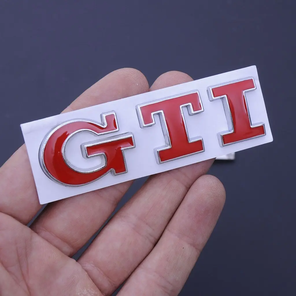 Емблема напис GTI скотч 3М 75 мм металева Польща - фото 2