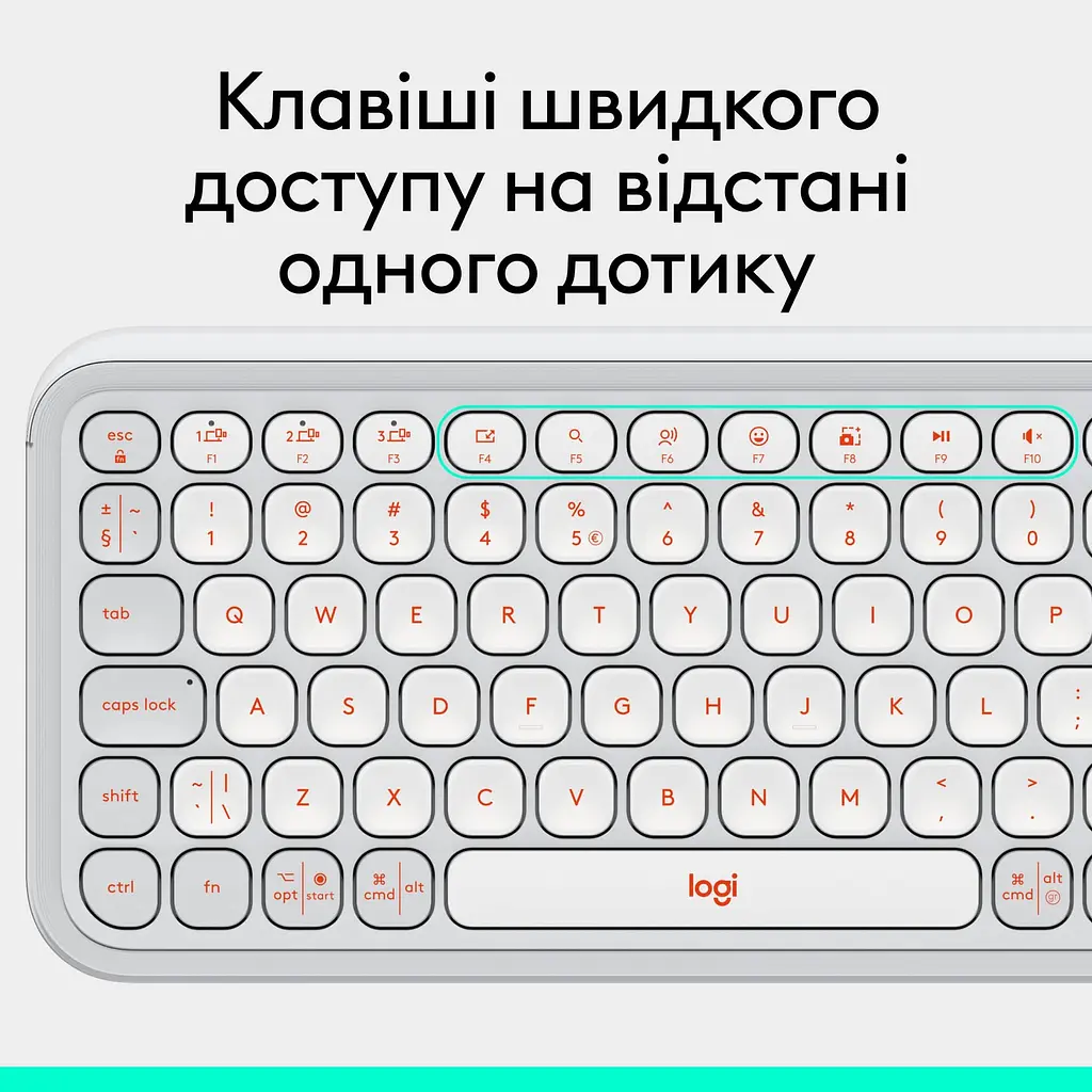 Клавiатура бездротова Logitech Pop Icon Keys Off White (920-013072) - фото 10