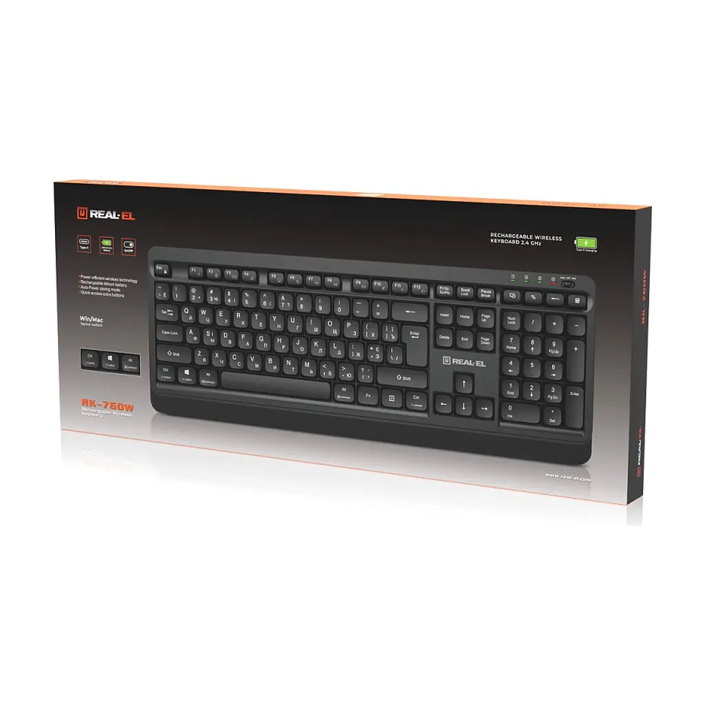 Клавіатура REAL-EL RK-760W Wireless Black (EL123100058) - фото 8