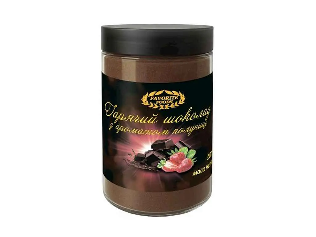 Гарячий шоколад FAVORITE FOODS 500г Полуниця пет-банка