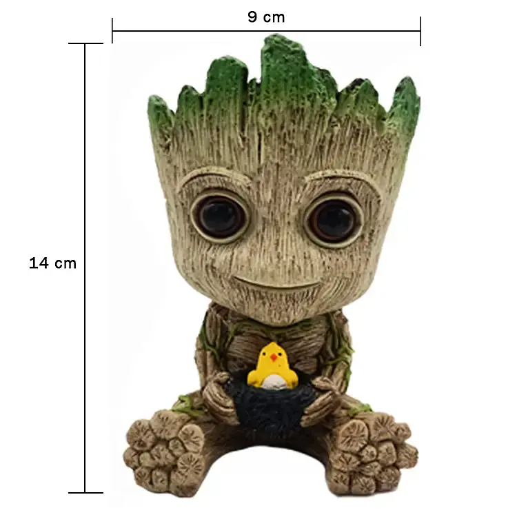 Горщик для вазонів та канцелярії Грут Groot G9 Малюк з пташеням + кругла підставка - фото 5