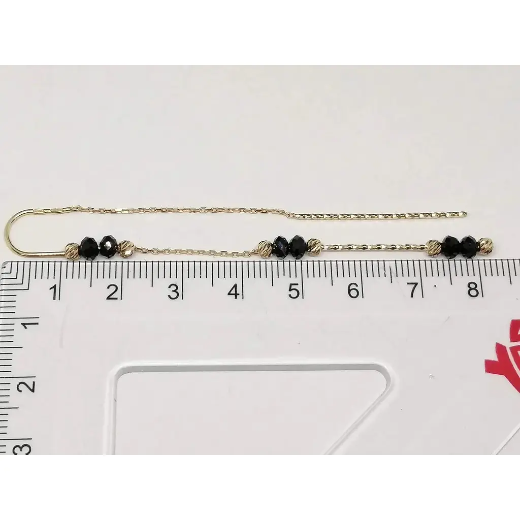 Золотые серьги-протяжки Столичная Ювелирная Фабрика с ониксом. 107290О - фото 4