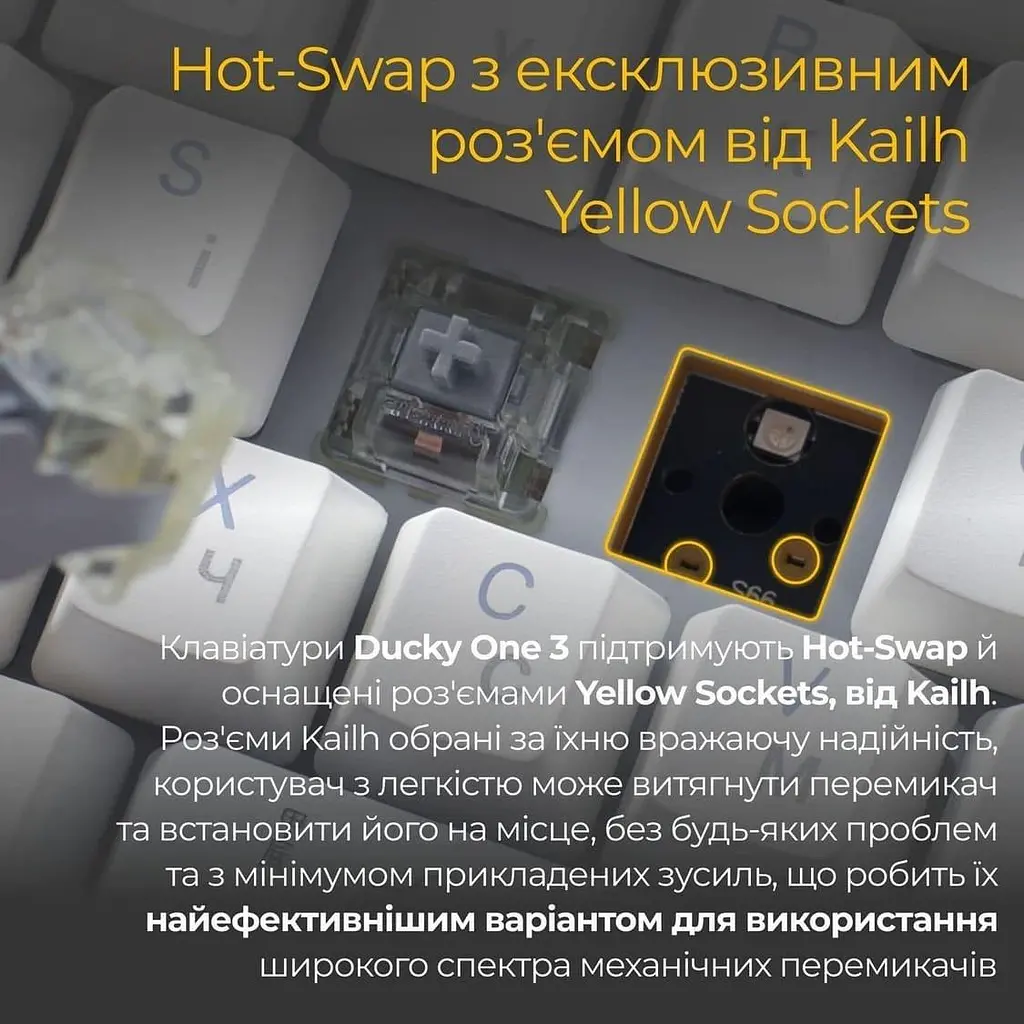 Клавиатура Ducky One 3 TKL Cherry MX Blue RGB White UA (DKON2187ST-CUAPXPWWWSC1) - фото 3