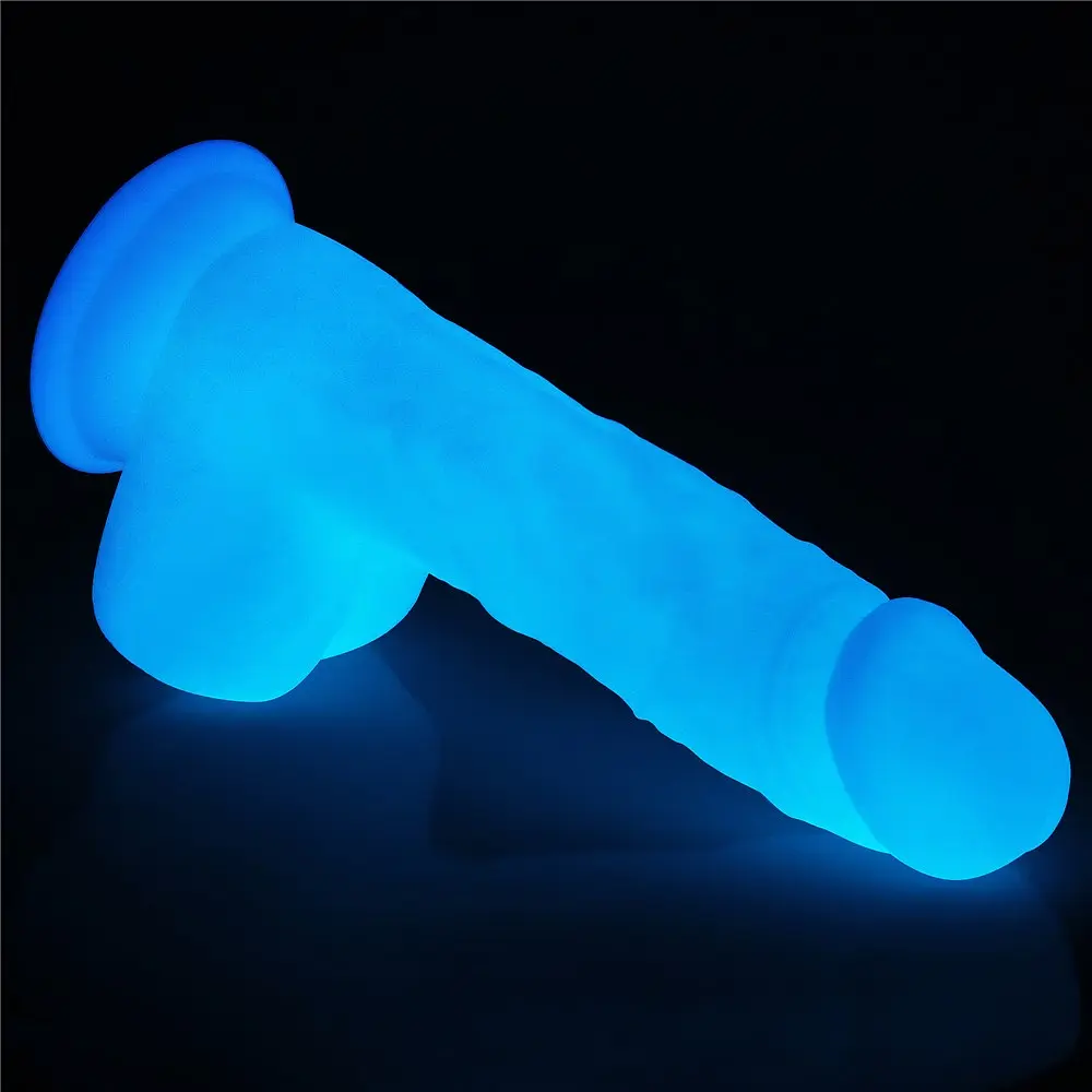 Неоновый фаллоимитатор LoveToy Lumino Play 20.9 см голубой - фото 7
