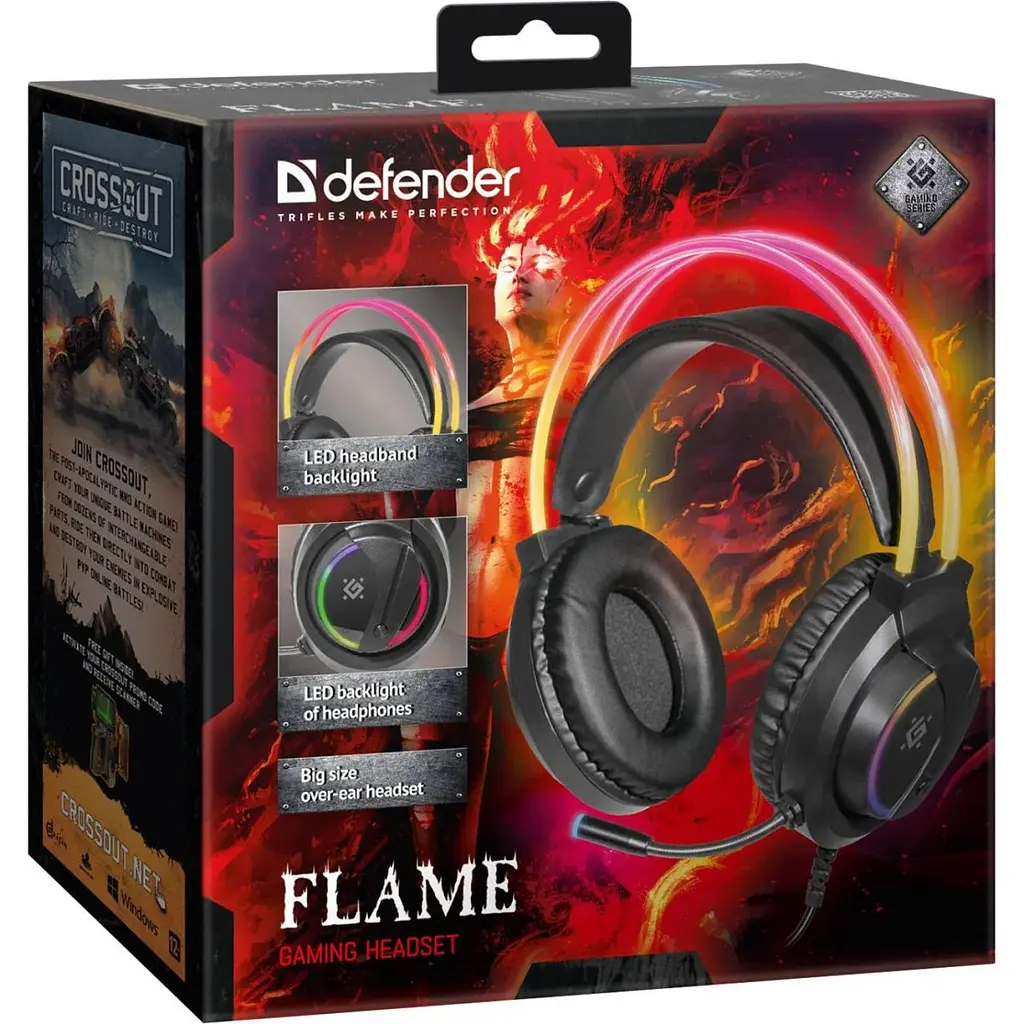 Игровая гарнитура Defender Flame RGB кабель 2 м черная (64555) - фото 8