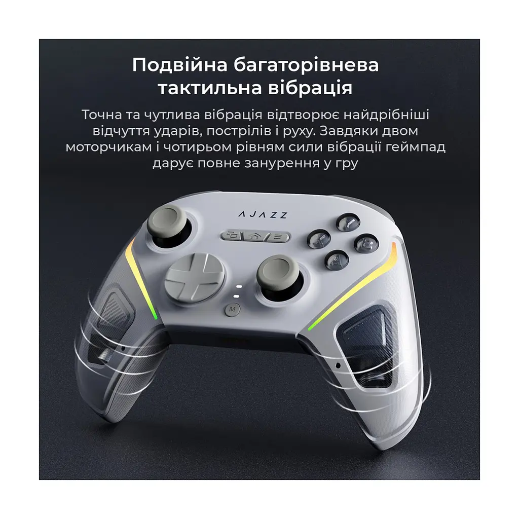 Геймпад Ajazz GP100 2.4G/BT/USB Switch/PC/iOS/Android RGB White (GP100-W) - фото 2