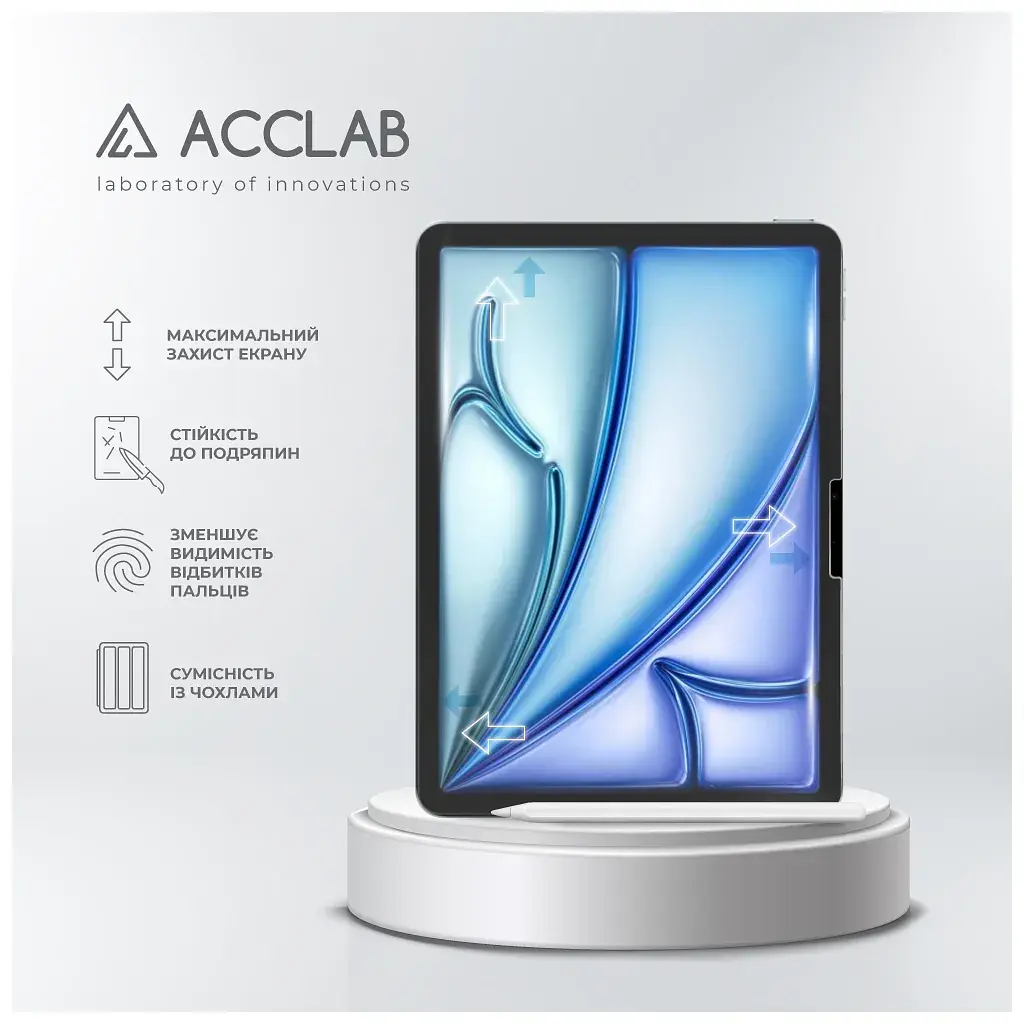 Скло захисне ACCLAB Full Glue Apple iPad Air 11 (2024) (1283126593703) - фото 4