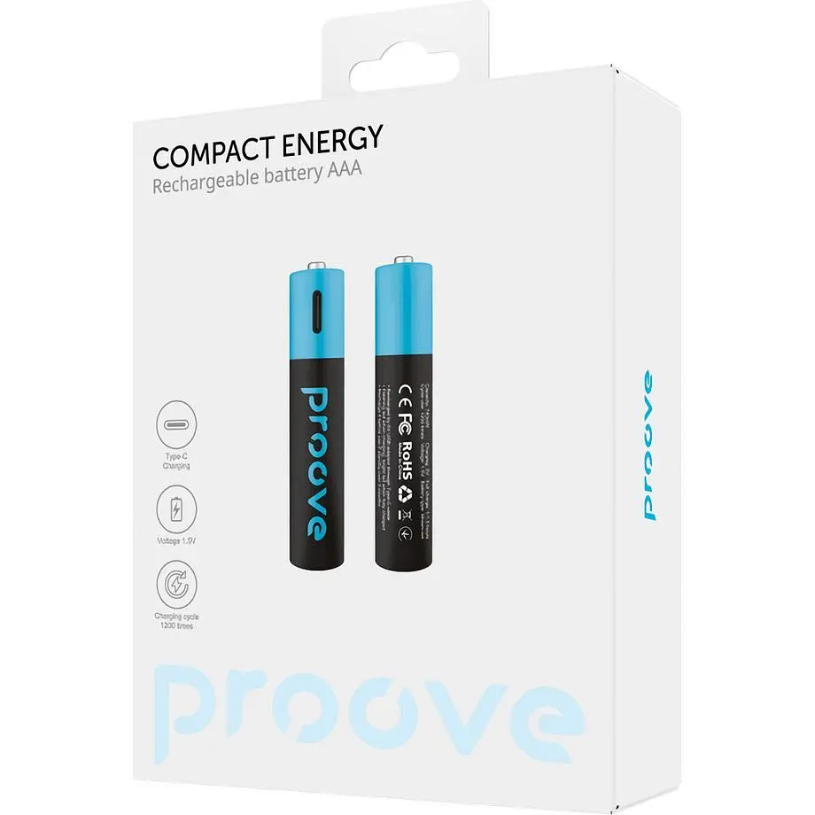 Акумуляторні батарейки Proove USB-C Compact Energy 750mAh AAA 2шт Black (RBCE75010008) [104198] - фото 3