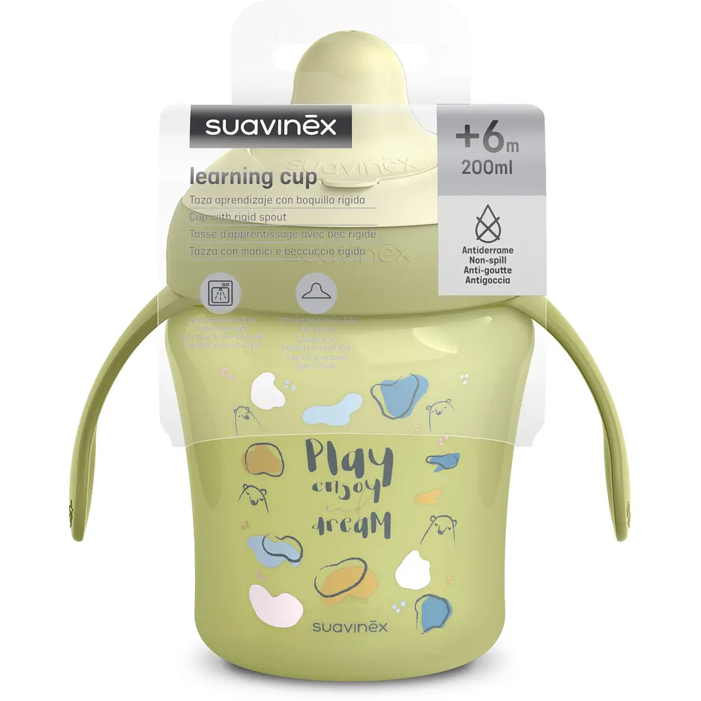 Чашка з носиком Suavinex Bear Family +6 місяців 200 мл зелена (402643) - фото 4