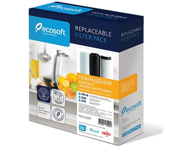 Ecosoft Replaceable Filter Pack, Екософт, Покращений комплект картриджів для фільтрів зворотного осмосу 1-2-3 етапи очищення - фото 3