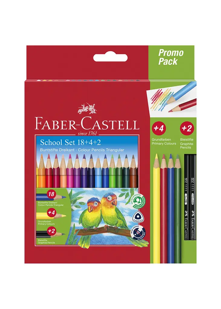 Набір олівців 18 кол. FABER CASTELL + 4 кол. + 2 чорнографітних (201597) - фото 2