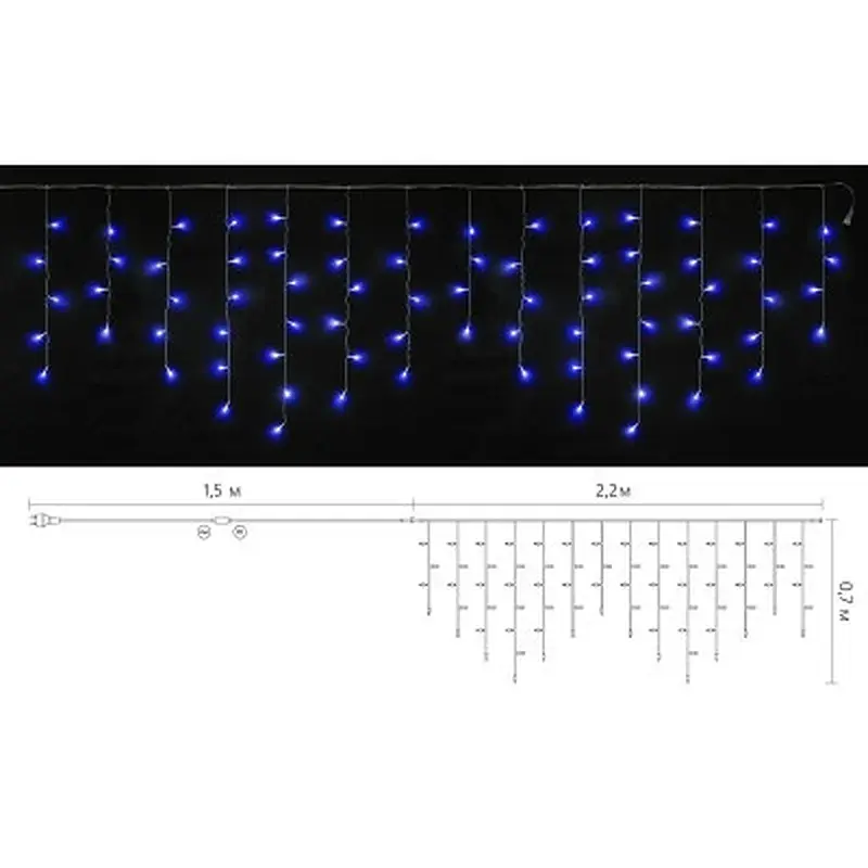 Гірлянда Delux ICICLE С 75LED 2х0.7 м синій/прозорий IP20 (90017984) - фото 3