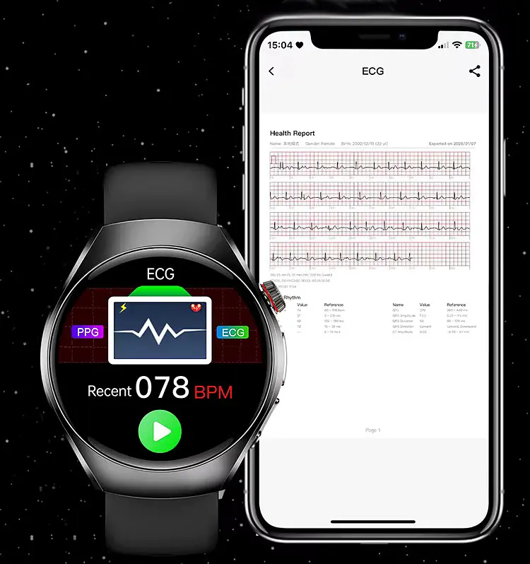 Смарт-годинник Lemfo ET460 з вимірюванням тиску ЕКГ та Bluetooth-дзвінками (Чорний) - фото 6