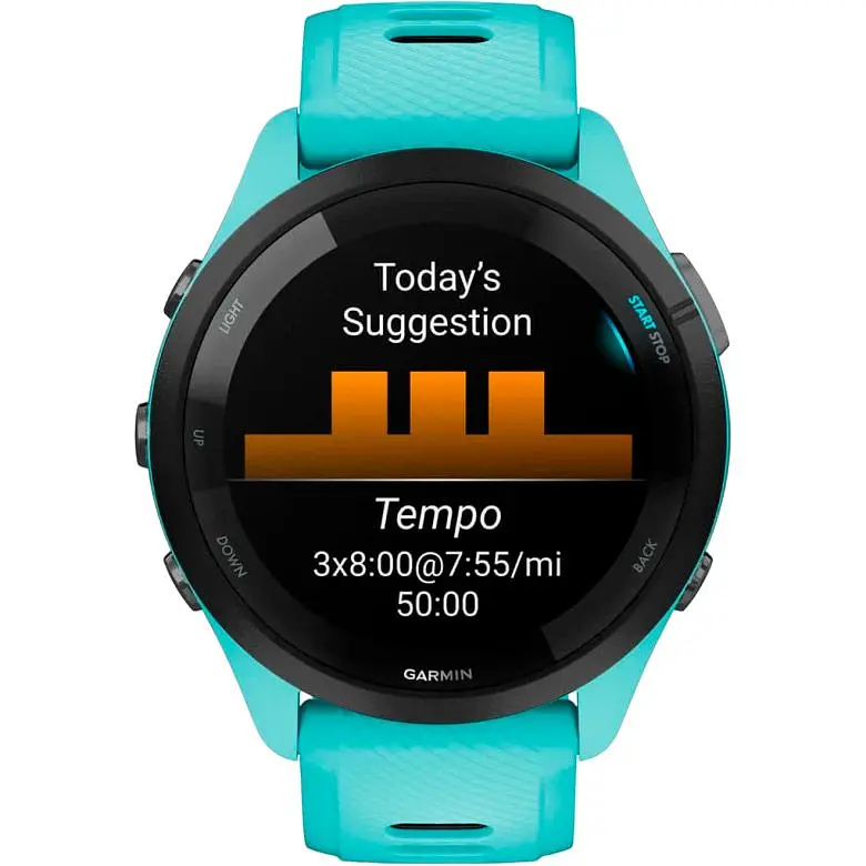 Смарт-годинник Garmin Forerunner 265 Black Bezel with Aqua Case and Aqua/Black Silicone Band (010-02810-02) [89365] - фото 7