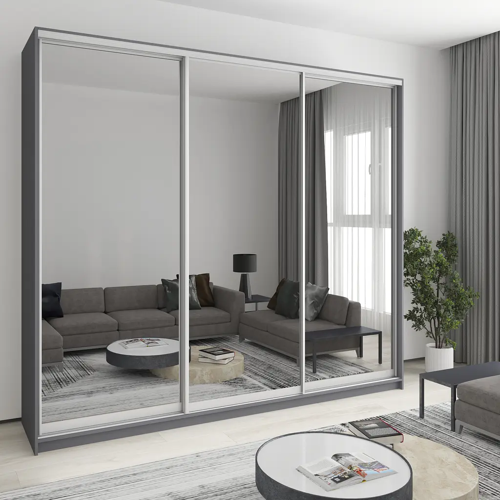 Шкаф-купе трехдверный MebelStar Комбо AL 3 Зеркала 270x45x240 см Антрацит (MBS-2187) - фото 1