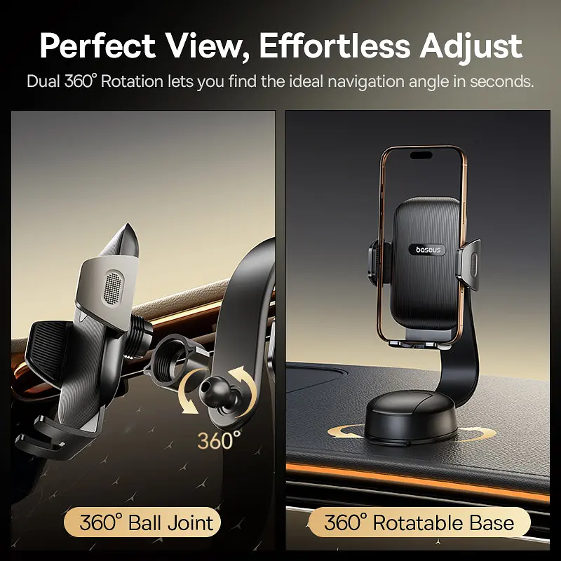 Автотримач для телефона Baseus PrimeTrip C03 Air Clamping Car Mount Suction Cup Version Cosmic чорний - фото 3