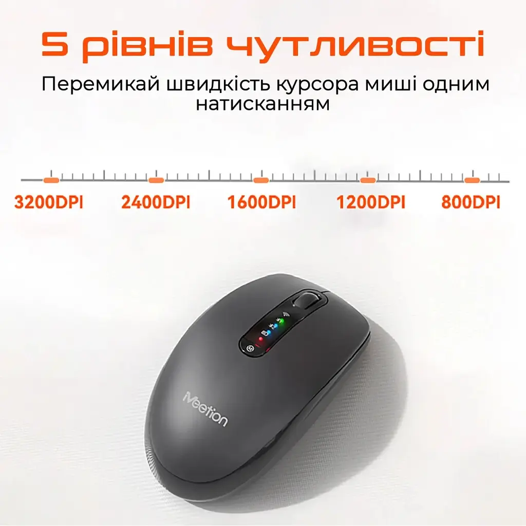 Мишка Meetion BTM100R Wireless/Bluetooth Black (MT-BTM100R-A) - фото 4