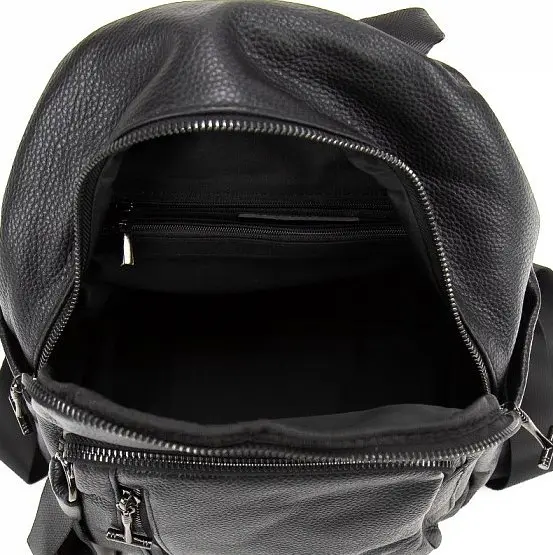 Рюкзак міський Olivia Leather з натуральної шкіри 8 л 25х30 см Чорний - фото 4